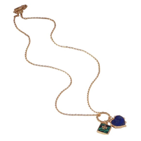 TORY BURCH Semiprecious Stone Logo Charm Necklace - Picture 6 of 7